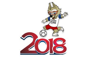 Soccer, FIFA World Cup, logo, Russia 2018, wolf-footballer, symbol World Cup 2018