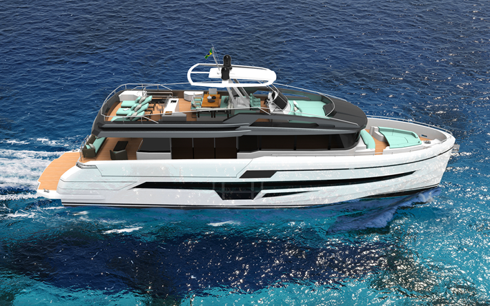 Azimut 80, 4k, البحر, الفاخرة السفينة, Flybridge اليخوت