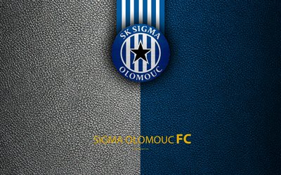 Sigma Olomouc, FC, 4k, Czech football club, logo, emblem, leather texture, Olomouc, Czech Republic, football, 1 Liga, Czech Football Championship