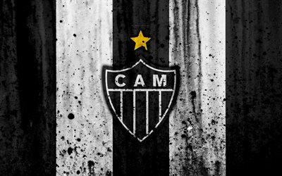 FC Atletico Mineiro, 4k, grunge, Brazilian Seria A, logo, Brazil, soccer, football club, Atletico Mineiro, stone texture, art, Atletico Mineiro FC
