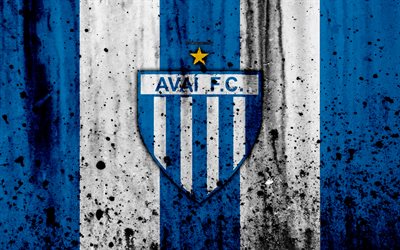 FC Avai, 4k, grunge, Brazilian Seria A, logo, Brazil, soccer, football club, Avai, stone texture, art, Avai FC