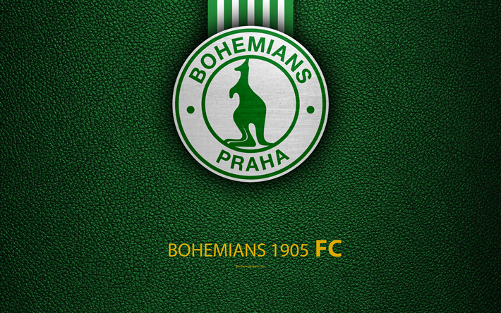 Bohemians 1905, FC, 4k, Checa futebol clube, logo, emblema, textura de couro, Praga, Rep&#250;blica Checa, futebol, 1 Liga, Checa Campeonato De Futebol