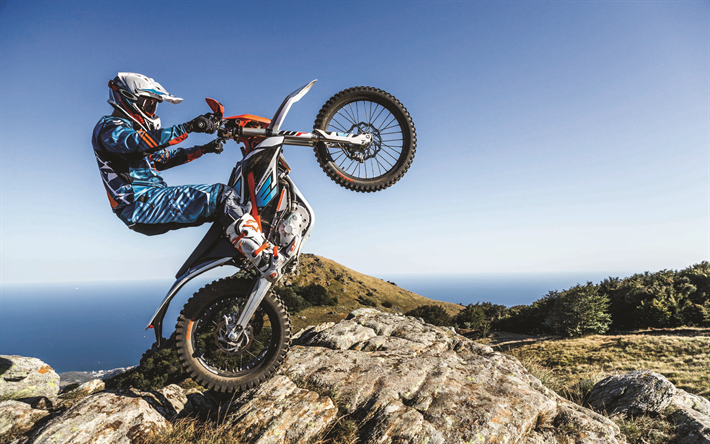 KTM Freeride E-XC Enduro, offroad, 4k, ジャンプ, 2018年までバイク, crossbikes, 電動バイク, KTM