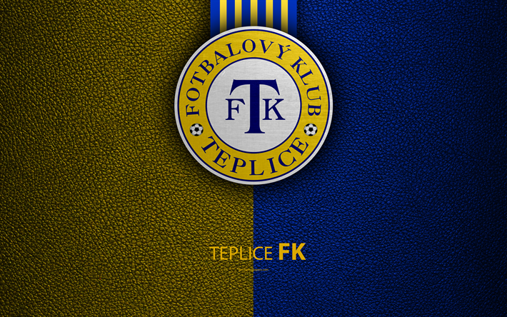 FK Teplice, 4k, tch&#232;que, club de football, Teplice logo, embl&#232;me, un cuir &#224; la texture, Teplice, R&#233;publique tch&#232;que, de soccer, de 1 de la Liga, le championnat de football tch&#232;que