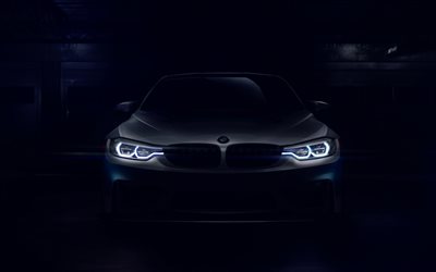 4k, BMW M4GT4, ヘッドライト, 2018両, 暗闇, 新M4, F82, BMW