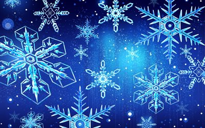 snowflakes, 3d art, christmas, winter, xmas, New Year