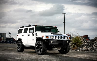 Hummer H3, American SUV, tuning, white Hummer, American cars