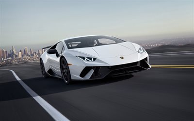 Lamborghini Huracan, 2018, Supercar, white coupe, white Huracan, Lamborghini