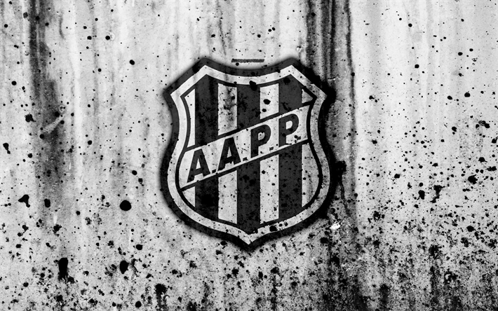 FC Ponte Preta, 4k, grunge, Brazilian Seria A, logo, Brazil, soccer, football club, Ponte Preta, stone texture, art, Ponte Preta FC