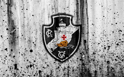 FC Vasco da Gama, 4k, grunge, Brazilian Seria A, logo, Brazil, soccer, football club, Vasco da Gama, stone texture, art, Vasco da Gama FC