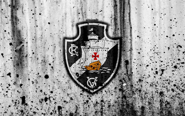 FC Vasco da Gama, 4k, grunge, Brezilya Seria, logo, Brezilya, futbol, futbol kul&#252;b&#252;, Vasco da Gama, taş doku, sanat, Vasco da Gama FC
