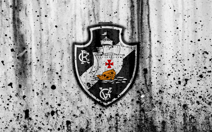 fc vasco da gama, 4k, grunge, brazilian serie a, logo, brazil, soccer, football, club, vasco da gama, stone textur, art, vasco da gama fc