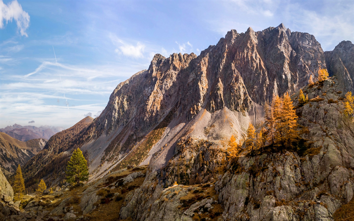 Alps, autunno, paesaggio di montagna, la Francia, la valle di montagna, il Parco Nazionale del Mercantour