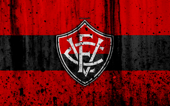 FC Vitoria, 4k, el grunge, el Brasile&#241;o de la Serie, logotipo, Brasil, f&#250;tbol, club de f&#250;tbol, Vitoria, la piedra, la textura, el arte, Vitoria FC
