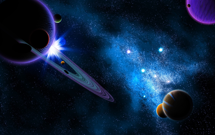 planeter, 4k, saturnus, galaxy, stj&#228;rnor, nebulosan