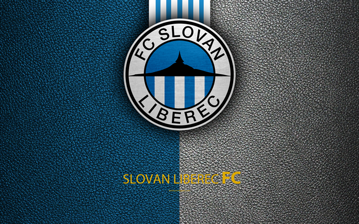 FC Slovan Liberec, 4k, Czech football club, logo, emblem, leather texture, Liberec, Czech Republic, football, 1 Liga, Czech football championship