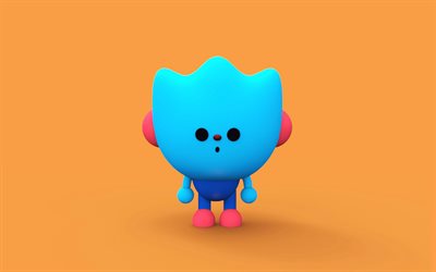 cartoon characters, 4k, 3d art, funny characters, monster