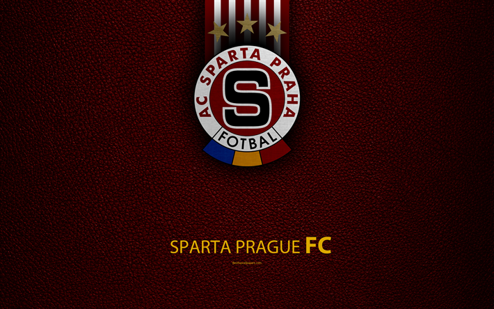 FC Sparta Prague, 4k, Czech football club, Sparta logo, emblem, leather texture, Prague, Czech Republic, football, 1 Liga, Czech Football Championship