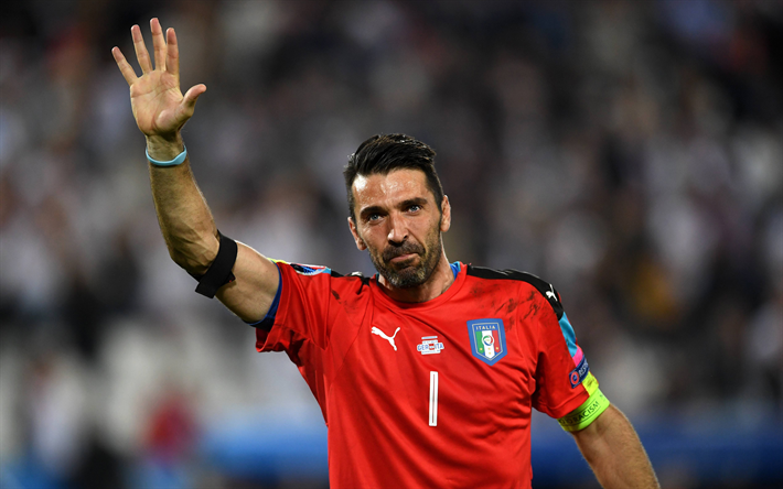 Gianluigi Buffon, 4k, Italian goalkeeper, football, Italy, portrait