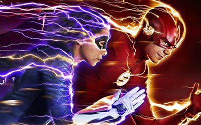 Flash, Nora, 2018, Kausi 5, juliste, promo, supersankareita, Barry Allen, Thomas Grant Gustin