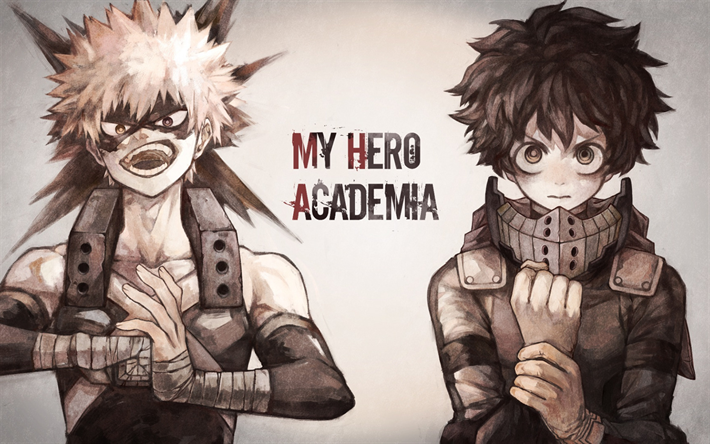 My Hero Academia, Boku No Hero Academia, Bakugo Katsuki, Midoria İzuku, art, japanese manga