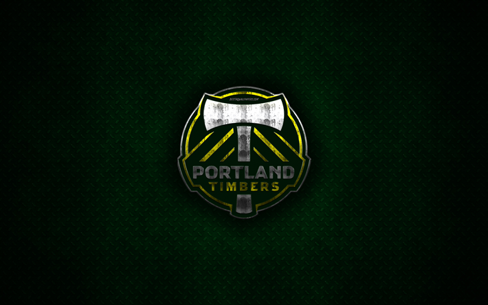 Portland Timbers, 4k, metalli-logo, creative art, American soccer club, MLS, tunnus, vihre&#228; metalli tausta, Portland, Oregon, USA, jalkapallo, L&#228;ntisen Konferenssin, Major League Soccer