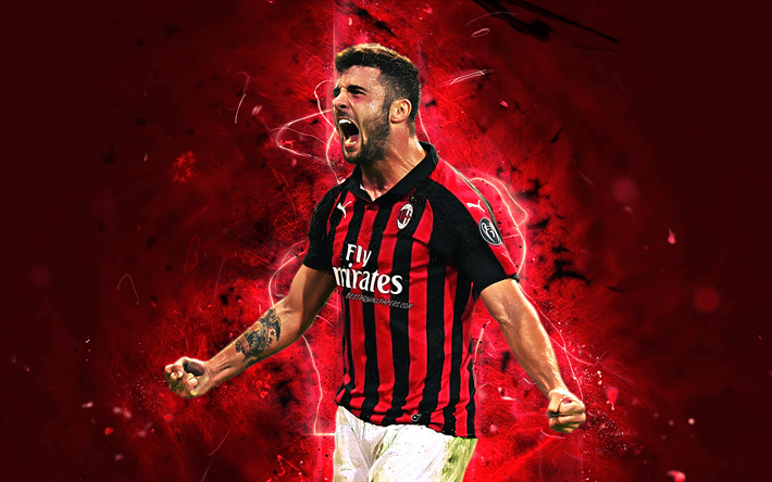 Patrick Cutrone, gol, AC Milan, futbol, İtalyan futbolcular, neon ışıkları, Milan FC, Cutrone, Rossoneri Serie