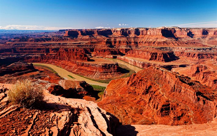 Colorado River, 4k, american landmarks, desert, rocks, Canyonlands National Park, USA, beautiful nature, America