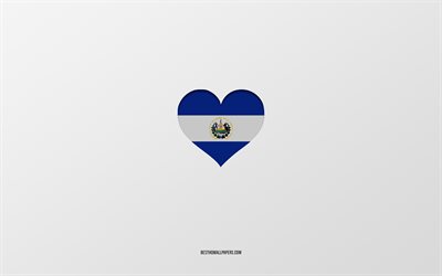 Amo El Salvador, i paesi del Nord America, El Salvador, sfondo grigio, il cuore della bandiera di El Salvador, il paese preferito, Love El Salvador