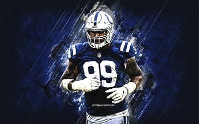 DeForest Buckner, Indianapolis Colts, NFL, American football, blue stone background, National Football League