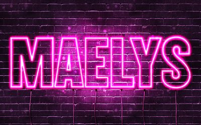 Maelys, 4k, bakgrundsbilder med namn, kvinnliga namn, Maelys namn, lila neonljus, Grattis p&#229; f&#246;delsedagen Maelys, popul&#228;ra franska kvinnliga namn, bild med Maelys namn
