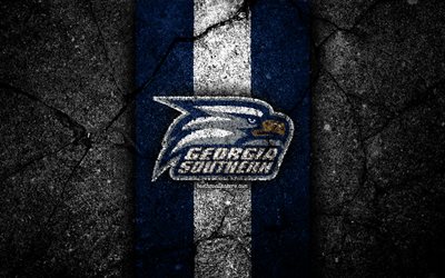 ジョージアサザンイーグルス, 4k, アメリカンフットボール, 全米大学体育協会, 青白い石, 米国, アスファルトテクスチャ, ジョージアサザンイーグルスのロゴ