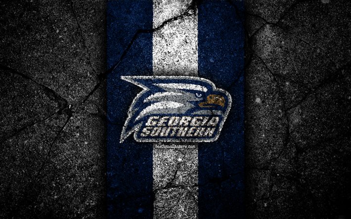 Georgia Southern Eagles, 4k, american football team, NCAA, blue white stone, USA, asphalt texture, american football, Georgia Southern Eagles logo