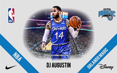 DJ Augustin, Orlando Magic, American Basketball Player, NBA, portrait, USA, basketball, Amway Center, Orlando Magic logo, Darryl Gerard Augustin