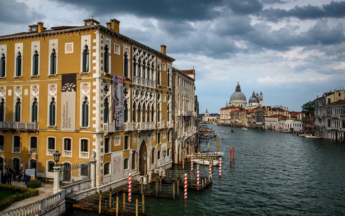 Santa Maria della Salute, Venedig, Grand Canal, Saint Mary of Health, romersk-katolsk kyrka, Italien