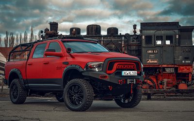 2020, Ram 1500 Crew Cab Limited, exterior, red pickup truck, tuning Ram 1500, american cars, Ram