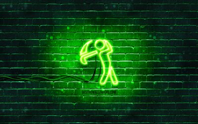 Golf neon icon, 4k, green background, neon symbols, Golf, creative, neon icons, Golf sign, sports signs, Golf icon, sports icons