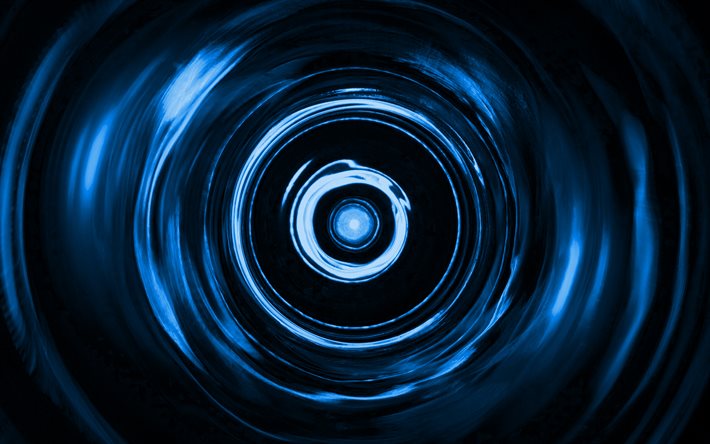 sininen spiraalitausta, 4K, sininen py&#246;rre, spiraalirakenteet, 3D-taide, sinisen aallon tausta, aaltoilevat tekstuurit, siniset taustat