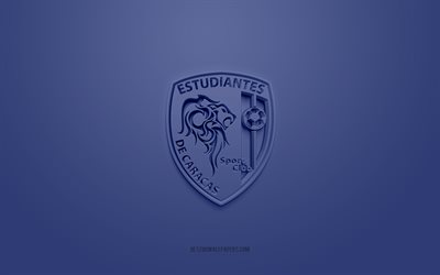 Estudiantes Caracas SC, creative 3D logo, blue background, Venezuelan football team, Venezuelan Primera Division, Caracas, Venezuela, 3d art, football, Estudiantes Caracas SC 3d logo