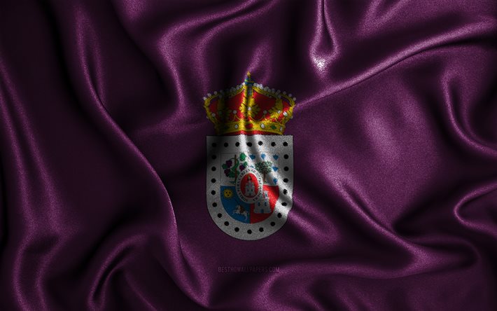 Bandiera di Soria, 4k, bandiere ondulate di seta, province spagnole, Giorno di Soria, bandiere in tessuto, arte 3D, Soria, Europa, Province della Spagna, Soria 3D bandiera, Spagna