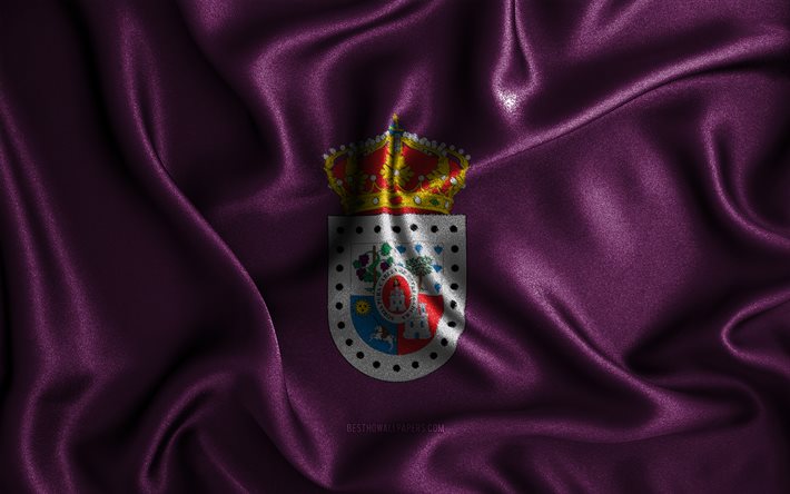 Soria flag, 4k, silk wavy flags, spanish provinces, Day of Soria, fabric flags, Flag of Soria, 3D art, Soria, Europe, Provinces of Spain, Soria 3D flag, Spain