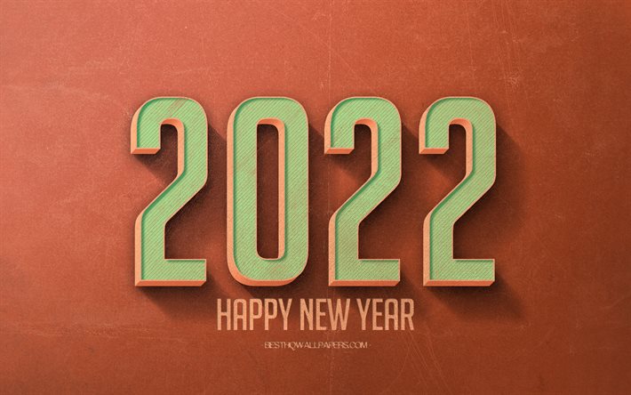 Fond orange r&#233;tro 2022, concepts 2022, fond orange 2022, bonne ann&#233;e 2022, art r&#233;tro 2022, nouvel an 2022