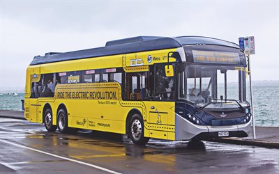 BYD Alexander Dennis Enviro200EV XLB, 4k, yellow bus, 2021 buses, NZ-spec, passenger transport, electric buses, passenger bus, Alexander Dennis, BYD