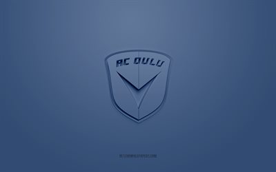 AC Oulu, logo 3D cr&#233;atif, fond bleu, &#233;quipe de football finlandaise, Veikkausliiga, Oulu, Finlande, football, logo AC Oulu 3d