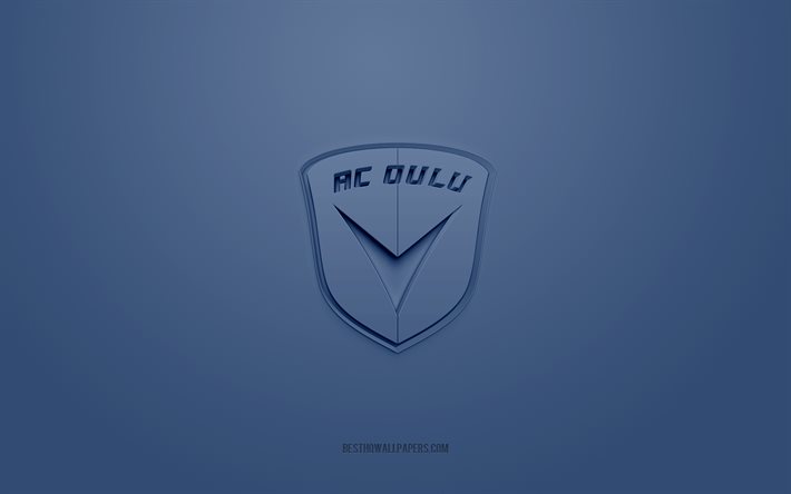 AC Oulu, creative 3D logo, blue background, Finnish football team, Veikkausliiga, Oulu, Finland, football, AC Oulu 3d logo