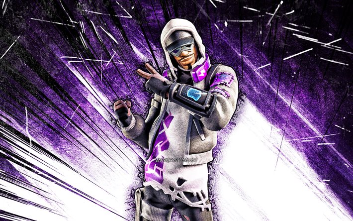 4k, Stratus, art grunge, Fortnite Battle Royale, personnages Fortnite, Stratus Skin, rayons abstraits violets, Fortnite, Stratus Fortnite