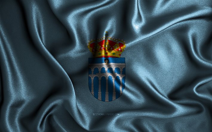 segovia-flagge, 4k, seidenwellenflaggen, spanische st&#228;dte, tag von segovia, flagge von segovia, stoffflaggen, 3d-kunst, segovia, st&#228;dte von spanien, segovia 3d-flagge