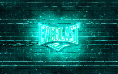 Everlast turquoise logo, 4k, turquoise brickwall, Everlast logo, brands, Everlast neon logo, Everlast