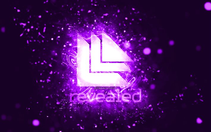 Revealed Recordingsin violetti logo, 4k, violetit neonvalot, luova, violetti abstrakti tausta, Revealed Recordings -logo, levy-yhti&#246;t, Revealed Recordings