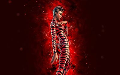 Red Fashion Banshee, 4k, red neon lights, Fortnite Battle Royale, Fortnite characters, Red Fashion Banshee Skin, Fortnite, Red Fashion Banshee Fortnite